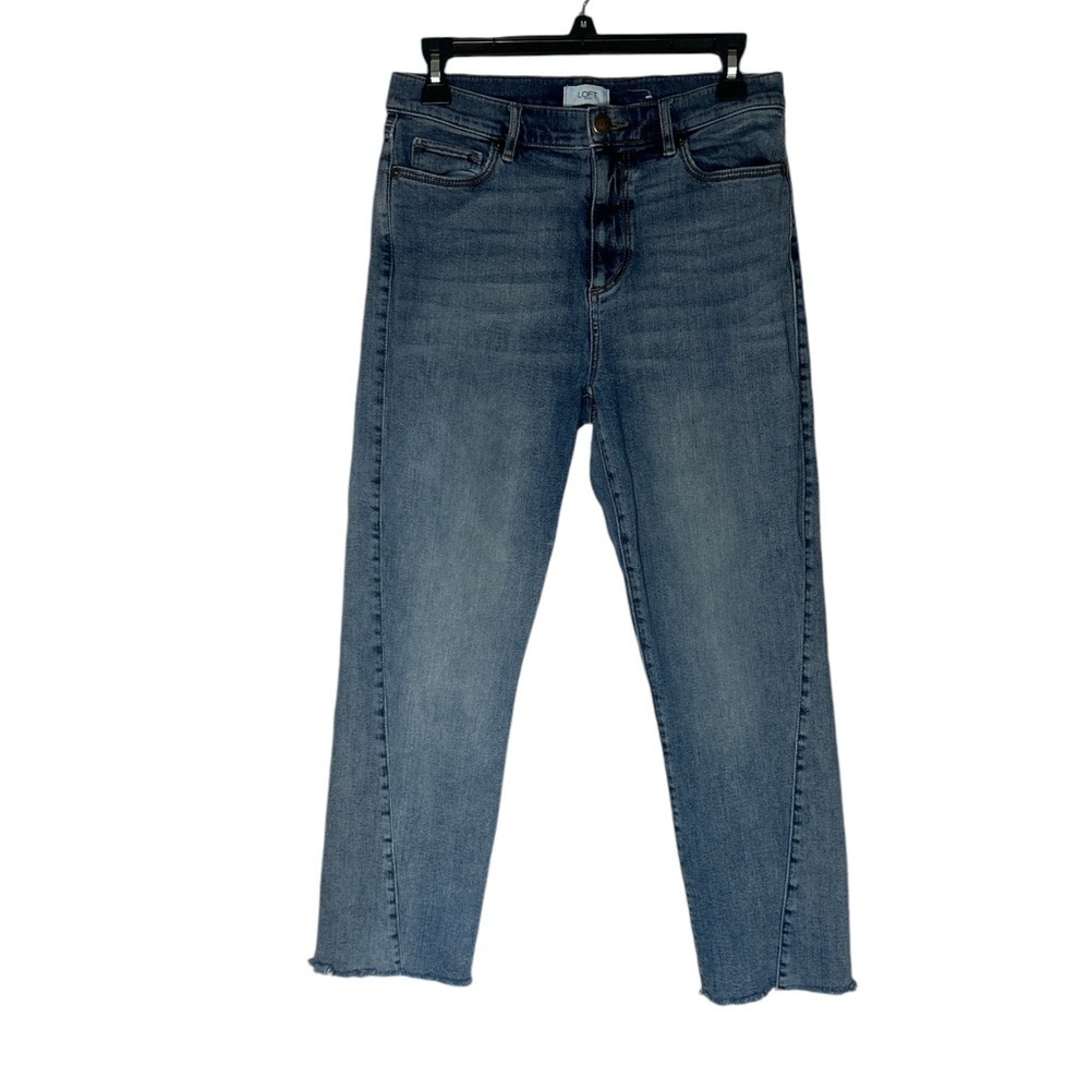 Loft High-rise, straight leg with frayed hem size 4